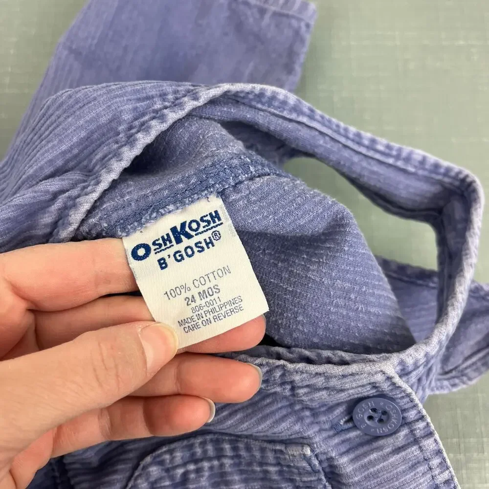 Vintage OshKosh B'gosh Purple Corduroy Overalls 24 Months